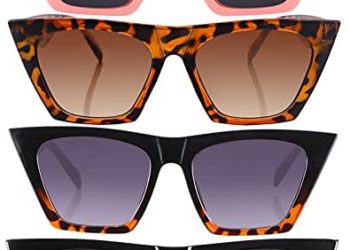 4 Pairs Vintage Square Cat Eye Sunglasses Unisex Mirrored Glasses Retro Cateye Sunglasses for Women and Men