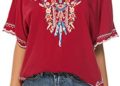 AK Women’s Summer Boho Embroidery Mexican Bohemian Tops Shirt Tunic Blouses