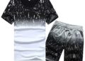 Men’s Casual 2 Piece Outfits Camouflage Short Sleeve Crewneck Shirt& Shorts Jumpsuit Set