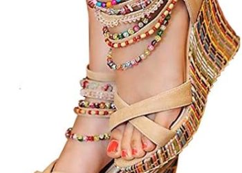 getmorebeauty Women’s Wedge Sandals With Pearls Across The Top Platform Sandals High Heels