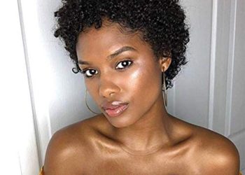 GNIMEGIL Short Afro Curly Cut Hairstyle Wigs for Women Natural Black Color Fluffy Stylish Daily Wear Female Hair Replacement Wig Heat Resistant Synthetic Costume Party Cosplay Gift for Ladies