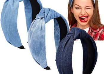 Giegxin 3 Pieces Knotted Denim Headbands Blue Jeans Headbands Hair Band Elastic Knotted Headbands Hair Accessories Headwear for Women and Girls, 3 Colors