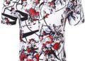 Daupanzees Mens Short Sleeve Fashion Luxury Design Print Dress Shirt