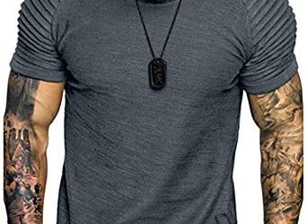 Athletic Fashion T-Shirts for Men Short Sleeve Tops Slim Fit Cotton Gym Tee