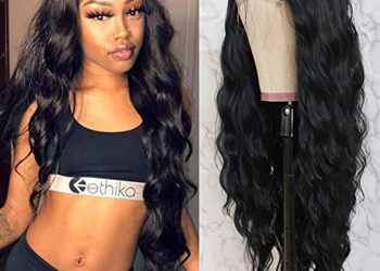 QD-Tizer Black Long Loose Curly Wave Lace Front Wigs with Baby Hair
