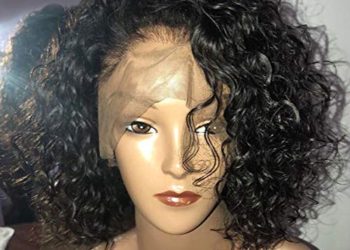 Choshim Hair Curly Short Bob Lace Front Wig Brazilian Virgin Hair with Baby Hair Remy Curly Bob Lace Wig Pre Plucked for Black Women 8-14″ Natural Color 150% Density (8 Inches, 13×4 Size)