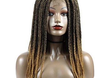 Braided Wigs, Shining Star 18”Pure Handmade Box Multi Braided Straight T27 Synthetic Hair Lace Front Wigs with Baby Hair for Women