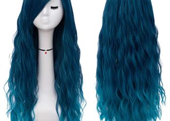 Mildiso Blue Wigs for Women Long Curly Wavy Blue Hair Wig Natural Cute Colorful Wig with Breathable Wig Net Perfect for Daily Party Cosplay M062B